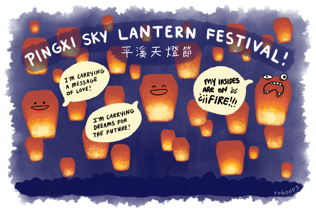 The Pingxi Sky Lantern Festival, celebrating Chinese New Year in the valley of the BURNING SKYYYY